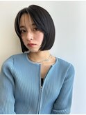 前下がりボブ/切りっぱなしボブ/ナチュラルブラック