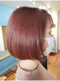 【hair resort MAHANA平岩】ミニボブ×ピンクアッシュベージュ
