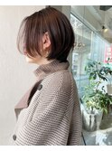 大人ショート_マロンベージュ Aラインボブ かきあげ