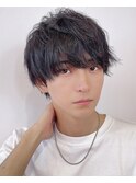 メンズ/アップバング/ツーブロックマッシュ/束感ショート/波巻き