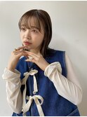 結んでも可愛いフェザーバング/ブラウンベージュ