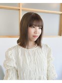 ミルクティーカラー/ぱつっとボブ