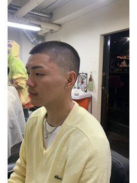メリケンバーバーショップ フクオカ(MERICAN BARBERSHOP FUK) ハイライトマッシュパーマウルフアッシュブラック