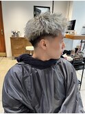 ブリーチパーマ アップバングショート 短髪パーマ ショート
