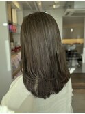 透け感ミントベージュナチュラルレイヤーカットブリーチなし