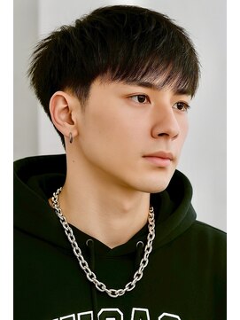 にもう ブルーブラック & スパイキーショート フェザーパーマSM67