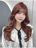 C170韓国レイヤーブリーチ無しピンクベージュケアカラー