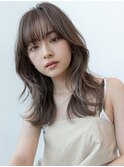 ミディアムくびれ顔周りレイヤーカット髪質改善ストレート