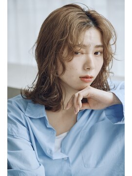 ミディアムパーマ/コテ巻風パーマ/くせ毛風パーマ/大人ボブ