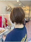 丸みショート×ベージュカラー