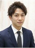 メンズパーマニュアンスパーマショート刈り上げアップバング