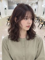 モト 船橋(moto)&nbsp;韓国ミディアムジェリーパーマ艶髪プラムブラウン前髪顔周り船橋