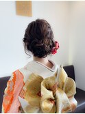 編み込みヘアセット&振袖着付け