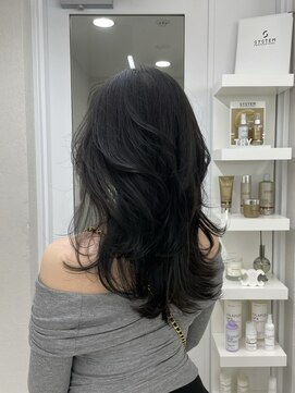 ガガ 心斎橋(GAGA) sheer grey ×こだわりlayer cut