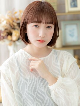 カバーヘア ブリス 川口(COVER HAIR bliss) ツヤ髪ミルクティーピンク切りっぱなしボブa川口20代30代40代