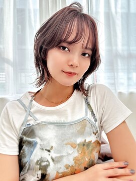 オーバーヘアー 倉敷店(over hair) 【over hair】外ハネボブ×ショコラブラウン×シースルーバング