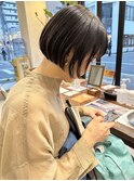 ミニボブ　切りっぱなしボブ ハイライト アンブレラカラー 西田