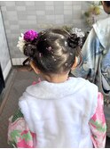 七五三　3歳　ツインテール　ヘアセット　辻堂