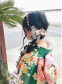 成人式サイド編み下ろし