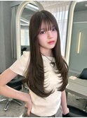 博多/韓国ヘア/レイヤーカット/2way前髪顔周りカット/暗めカラー
