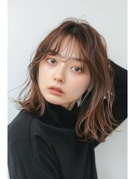 ラナ 新宿(lana) ミディアム/くびれヘア/シースルー/ブラウン/【lana hair新宿】