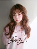 顔周りレイヤー韓国ヘア美髪ロングデジタルパーマ_F0464