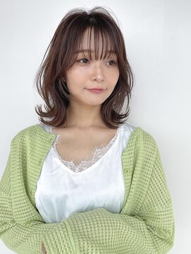 シェル 津山の手店(shel) 小顔似合わせカットレイヤーエモージュ大人可愛いブラウンカラー