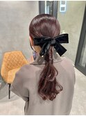 【ローポニーテール】結婚式銀座お団子カチモリタイトヘアセット