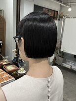 カーフ アオゾラヘアー 光の森2号店(calf AOZORA HAIR) ミニボブ シンプルストレート 黒髪スタイル 髪質改善 酸スト