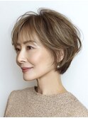 大人ショートレイヤー白髪ぼかし脱白髪染め40代50代60代原宿