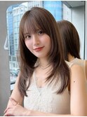 ハッシュカットミディアムレイヤー髪質改善ワンカール顔周り