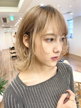 ノラキチジョウジ(NORA KICHIJOJI) くびれレイヤーフェイスレイヤーボブウルフボブハイライトカラー