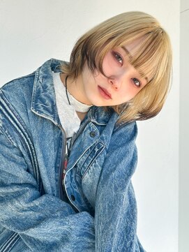 アルバム 池袋(ALBUM) ボブウルフ_斜めバンググレージュカラーシルキーベージュ_39426