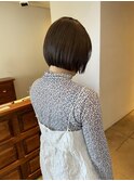 ブラウンベージュのギリをいったミニボブ！/アッシュブラック