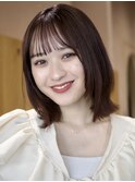 くびれヘア レイヤーカット ボブ アプリコットオレンジ ロブ