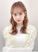 くびれヘアアプリコットオレンジ夏ヘアハイライトカラー
