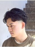 KEIJU風オールバックローフェードラルフカールビジネス黒髪