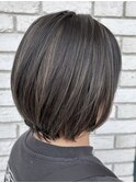 ◎春カラー細めグレージュコントラストハイライト×ショートボブ