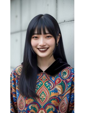 コートフィールエー(CO_T feel.a) 顔周りのレイヤーで魅せる、重く見えない黒髪ロング