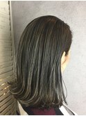 デザインカラー/厚めバング/ローライト/スリークボブ