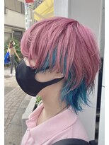 サンク 原宿 表参道(cinq)&nbsp;インナーカラー ピンクカラー ウルフカット 派手髪 アニメ髪