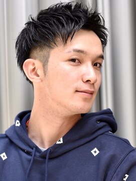 メリケンバーバーショップ コウベ(MERICAN BARBERSHOP KOBE) サイドグラデーション七三オールバックツイストパーマ