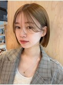 ミニボブ切りっぱなし似合わせカットメルティカラーダブルカラー