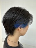 20代30代◎韓国風ハンサムショート×インナーカラーブルー