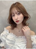 韓国っぽ大人可愛いくびれヘア やわらかブラウンミディ s212
