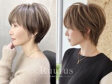 Ruufus恵比寿南/白髪ぼかしハイライト/ショートボブ/髪質改善