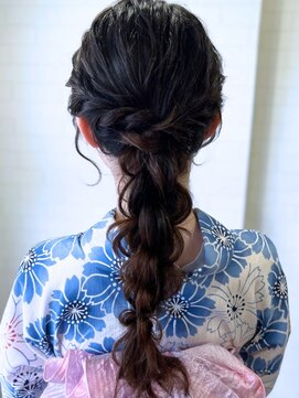 タグマル 浴衣着付け+ヘアセット☆編みおろしスタイル☆京都
