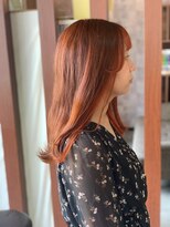 エイム ヘア デザイン 町田店(eim hair design) 暖色系カラー/オレンジブラウン/インナーカラー/セミロング