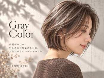 アンビシャス 武蔵関店(ambitious)の写真/大人女性におすすめ！気になる白髪まずは白髪ぼかしハイライトでファッショナブルに！