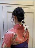 リボンアレンジ　袴　卒業式　成人式
